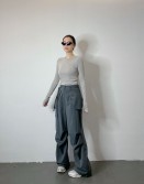 Grey Stripe Slack with Patched Pocket #250304